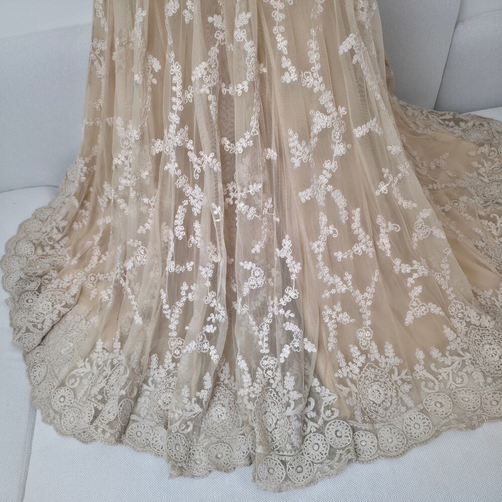 BHLDN Daisy Lace Halter Open Back Wedding Gown Champagne 10 NWT PRICE DROP - Picture 6 of 16